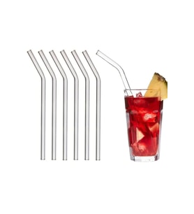 6 Adet Eğik Cam Pipet Isıya Dayanıklı Termisil Cam Pipet 21cm