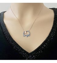 Rose Kaplama Turkuaz Taşlı Fil Gümüş Kolye (Karışık)