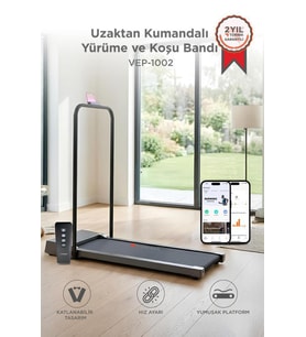 Torima Koşu Bandı Ayarlanabilir Bluetoothlu Uzaktan Kumandalı Katlanabilir Yürüme Bandı VEP1002 Siyah
