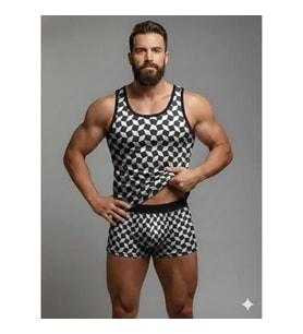 Giyim Erkek Desenli Tank Top Boxer Takım