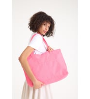 Premium Kadın Renkli Plaj Çantası / Omuz Çantası / Günlük Çanta (4 Cepli) (Pembe)