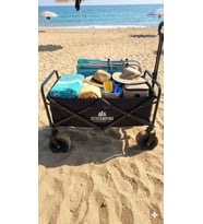 Zey Camping BÜYÜK BOY Fren Sistemli, Rulmanlı, Kalın Teker, XL Boy Katlanır Vagon Plaj Taşıma ve Kamp Arabası
