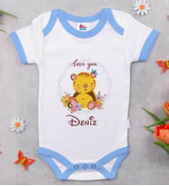 BK Kids Kişiye Özel Mavi Bebek Body Zıbın - Model 128
