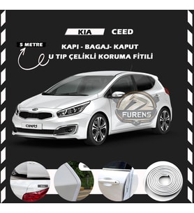 Kia Ceed Oto Araç Kapı Koruma Fitili 5metre Parlak Beyaz Renk