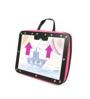 Çantalı Küçük Ahşap Çocuk Yazı Tahtası Resim Çantası Eğitici Oyuncak (Pembe)