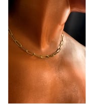 Paperclip Kabartma Choker Gold Çelik Zincir Kolye  Choker Serisi
