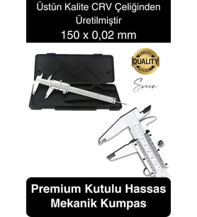 Premium Endüstriyel Hassas Ölçüm Mekanik Kumpas Analog Mikrometre Derinlik Genişlik 150 x 0.02 mm