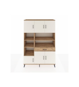 Hyperion Dolap 10 Raflı Tek Çekmeceli 6 Kapaklı 132x44x195 Çam-Aytaşı/Çam