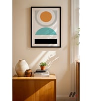 Minimal Geometrik Kompozisyon, Siyah Çerçeveli Duvar Tablosu - Modern Ev Dekorasyonu
