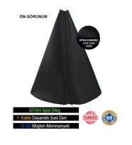 Seat Ibiza 1993-2001 Uyumlu Siyah Deri Özel Tasarım Siyah Spor Dikiş Vites Körüğü