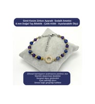 SERTİFİKALI Simit Kesim Zirkon - Sodalit - Ametist - 6mm Doğal Taş Bileklik - Ayarlanabilir Ölçü