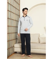 Erkek %100 Pamuklu Pijama Takımı-3 Düğmeli-12440 ENİSENA (Gri)