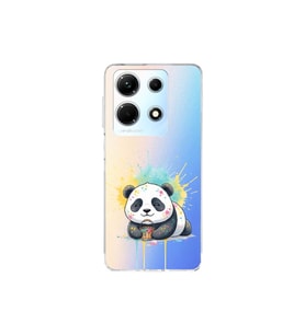 Infinix Note 30 ile Uyumlu Splash Panda Tasarımlı Şeffaf Silikon Kılıf