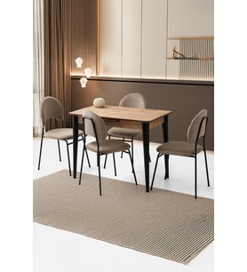 Mini 60 x 100 Milano Mdf Ortadan Açılır Masa 4 Adet Suna Sandalye