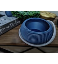 Dekoratif Mavi - Beyaz Modern Stil Tasarım Sukulent Kaktüs Çiçek Saksısı (MAVI-BEYAZ)