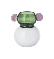 Cam Vazo, Beyaz-Yeşil Pembe, 15 cm
