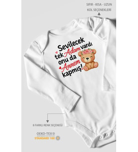 Anneye Özel Uzun Kollu Bebek Body %100 Pamuk
