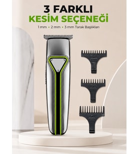 Mey İthalat® Erkek Saç Sakal Kesme Makinesi Profesyonel T Bıçaklı USB Şarjlı Ense Favori Düzeltme Makinesi