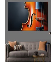 Keman Klasik Müzik İllüstrasyon Dekoratif Kanvas - Mdf Ahşap Tablo