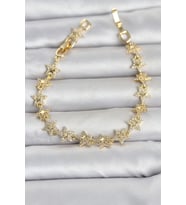 Sıralı Yıldız Model Zirkon Taşlı Gold Renk Pirinç Kadın Bileklik 5886 - HPSBYI8124-5244
