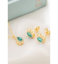 925 Ayar Gümüş Aralık Ayı Doğum Taşı ( Blue Topaz ) Damla Kolye