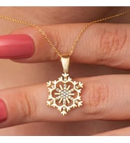 Gümüş Gold Kar Tanesi Kadın Kolye