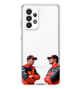 Samsung Galaxy A72 Uyumlu Carlos Sainz ve Charles Leclerc Formula 1 Desenli Şeffaf Kılıfı