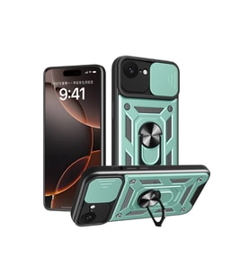 iPhone 16E Kılıf Pars Lens Yüzüklü Silikon - Yeşil