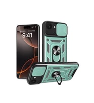 iPhone 16E Kılıf Pars Lens Yüzüklü Silikon - Yeşil