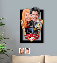 BK Gift Kişiye Özel İsimli Sevgililer Karikatürlü 3D Ahşap Tablo-17