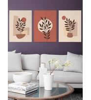 Minimal Botanik Bitkiler Kanvas Duvar Tablosu 3'lü Tablo Seti 40x55cm Botanical Wall Art Canvas (Karışık)