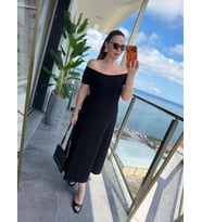 Kadın Madonna Yaka Midi Boy Modal Elbise