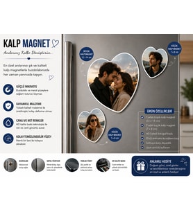 Kalp Fotoğraf Magneti Sevgiliye Kişiselleştirilebilir Romantik Çift Anı Hediyesi