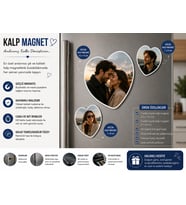 Kalp Fotoğraf Magneti Sevgiliye Kişiselleştirilebilir Romantik Çift Anı Hediyesi