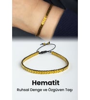 Hematit Doğal Taş Parlak Gold Çavuş Kesim 4x2mm Makrome Bileklik