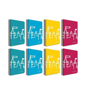 Faber Castell Spiralli Plastik Kapak Neon 80 Yaprak 8'li Defter Seti (4 Adet Çizgili - 4 Adet Kareli)