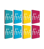 Faber Castell Spiralli Plastik Kapak Neon 80 Yaprak 8'li Defter Seti (4 Adet Çizgili - 4 Adet Kareli)