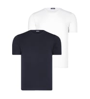 İKİLİ SET T8569 DEWBERRY BİSİKLET YAKA ERKEK T-SHIRT-KOYU LACİVERT-KAR BEYAZ (Karışık)