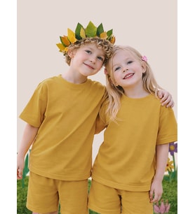 Hardal Bisiklet Yaka Oversize T-shirt Çocuk Unisex %100 Pamuk
