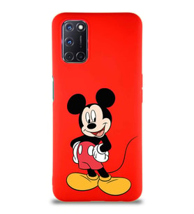 Oppo A72 Soft Premier Kapak Mickey Mouse-E Tasarımlı Silikon Kılıf - Kırmızı (Şeffaf)