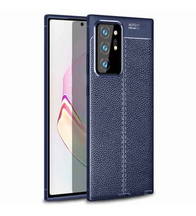 Samsung Galaxy Note 20 Deri Görünümlü Firo Silikon Kılıf (Lacivert)