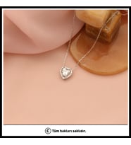 925 Ayar Gümüş Beyaz Kalp Kolye