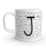 J Harfi Matematik Formül Tasarım Harfli Kupa Bardak