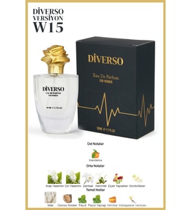 DİVERSO W15 KADIN PARFÜM EDP 50 ML ÇİÇEKSİ & ODUNSU MİSK  T.C. Sağlık Bakanlığı ÜTS KAYITLI