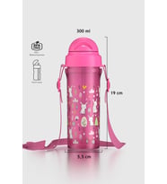Renga Migo Tavşan Desenli 300 ml Askılı Pipetli PP Bebek Suluk 912013 Pembe