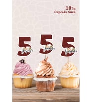 Safari Hayvanları Pastel 5 Yaşında CUPCAKE Süsü *10'lu Kalın Kağıt