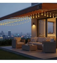 pilelistore Damla Şeklinde 50 Led Güneş Enerjili Bahçe Balkon Aydınlatma 7 Metre ışık