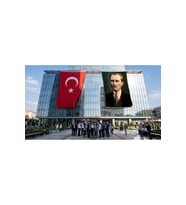 Sivil Başkumandan Gazi Mustafa Kemal Atatürk Bayrak ve Türk Bayrağı Premium Raşel Kumaş 2'li Set 10x15 metre ATA6