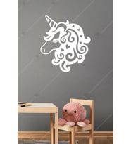 Masalsı Unicorn Çocuk Odası Ahşap Duvar Dekor Tablosu (Beyaz)