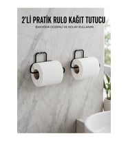 2 Adet Siyah Yapışkanlı Kağıtlık Duvar Tipi Tuvalet Kağıdı Rulo Tutucu